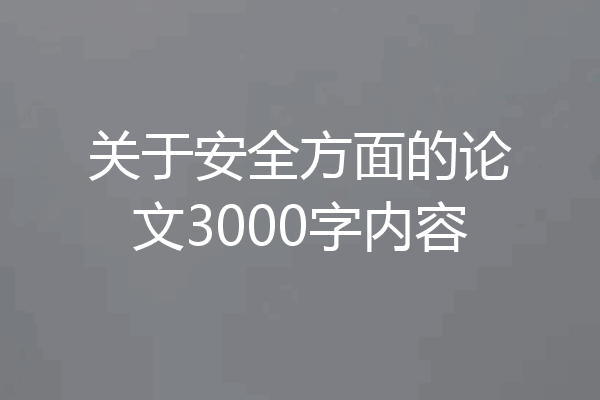 关于安全方面的论文3000字内容