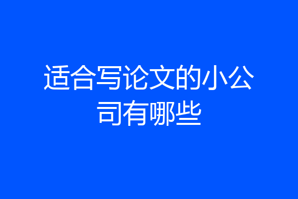 适合写论文的小公司有哪些