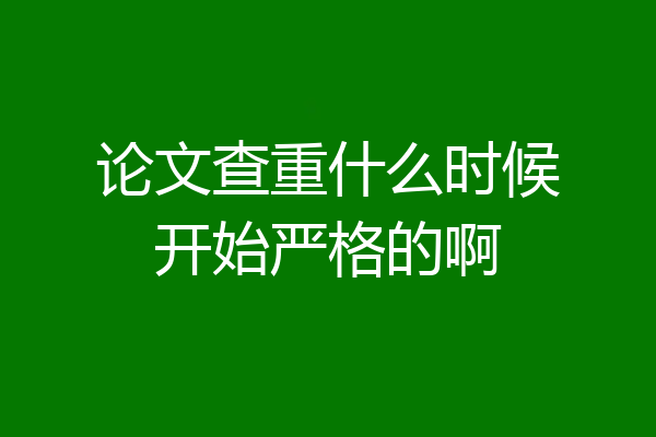 论文查重什么时候开始严格的啊