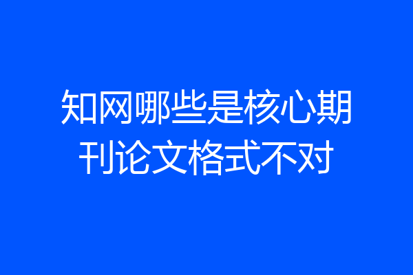 知网哪些是核心期刊论文格式不对