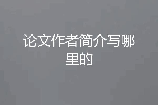 论文作者简介写哪里的