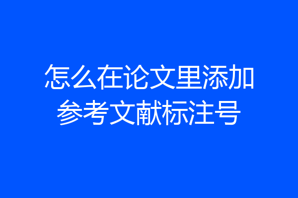 怎么在论文里添加参考文献标注号