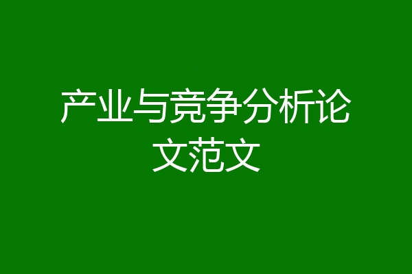 产业与竞争分析论文范文