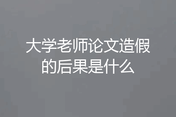 大学老师论文造假的后果是什么
