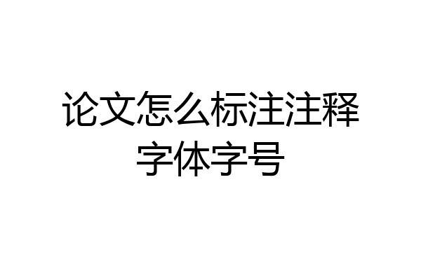 论文怎么标注注释字体字号