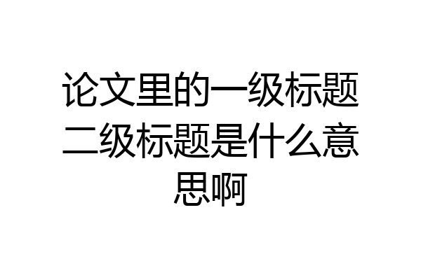 论文里的一级标题二级标题是什么意思啊