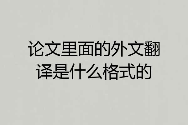 论文里面的外文翻译是什么格式的