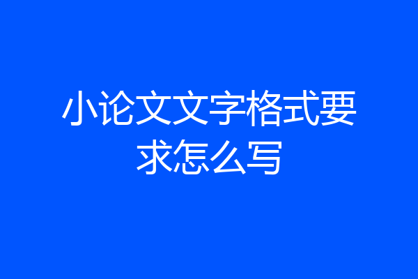 小论文文字格式要求怎么写