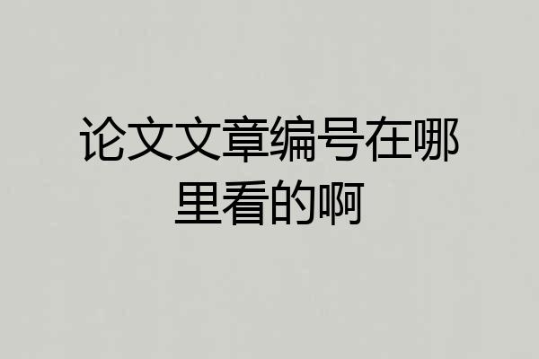 论文文章编号在哪里看的啊