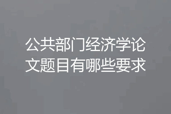 公共部门经济学论文题目有哪些要求
