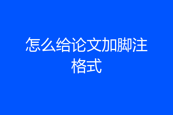 怎么给论文加脚注格式