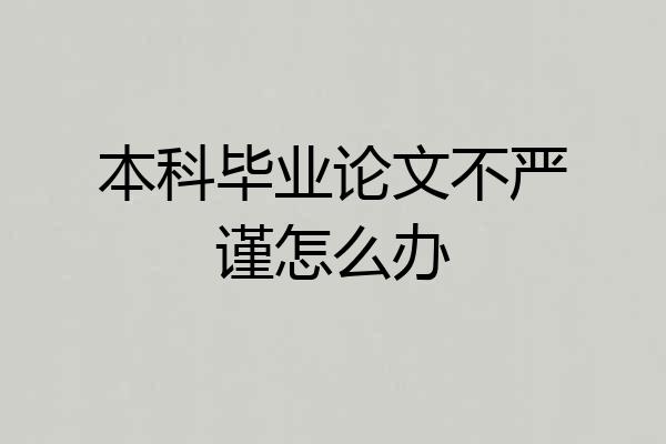 本科毕业论文不严谨怎么办