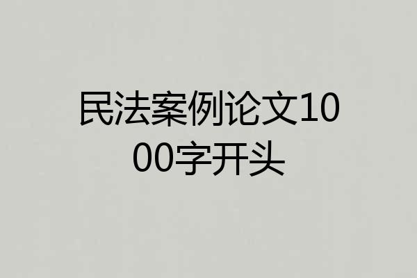 民法案例论文1000字开头