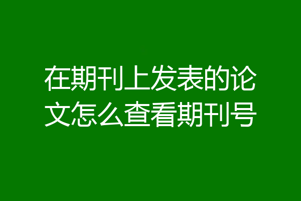 在期刊上发表的论文怎么查看期刊号