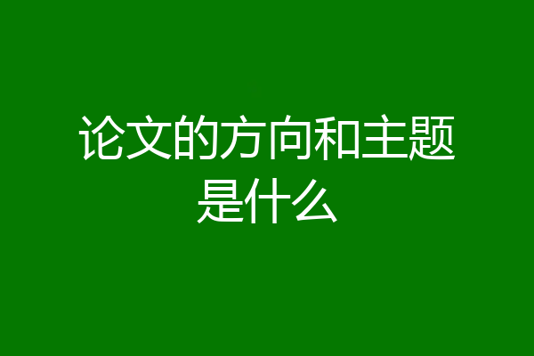 论文的方向和主题是什么