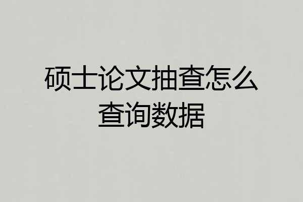 硕士论文抽查怎么查询数据