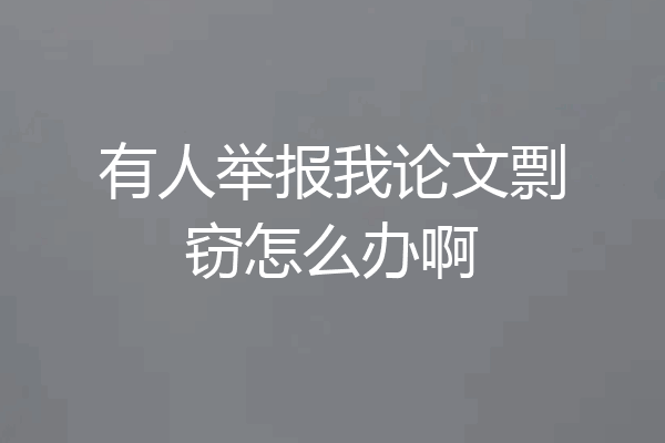 有人举报我论文剽窃怎么办啊