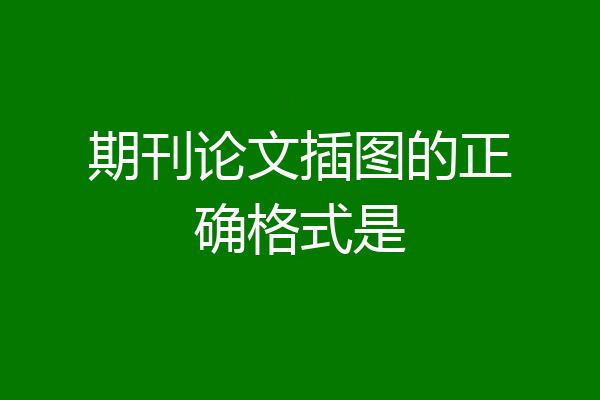 期刊论文插图的正确格式是
