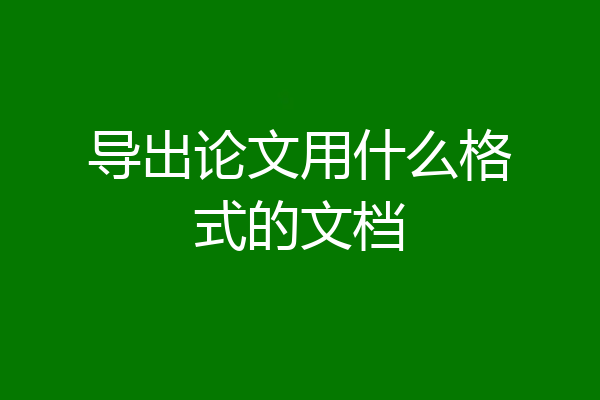 导出论文用什么格式的文档