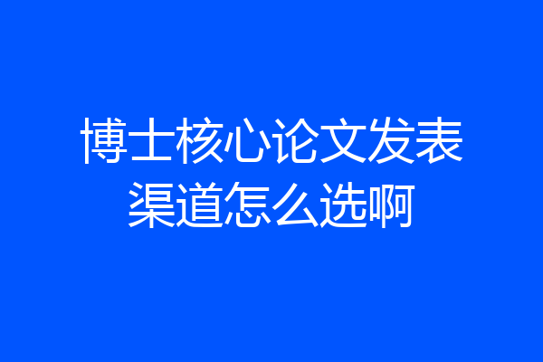 博士核心论文发表渠道怎么选啊