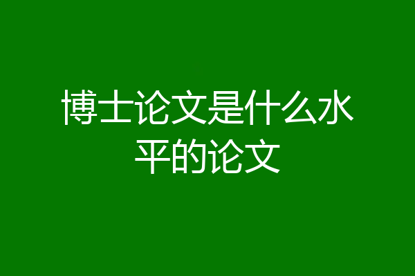 博士论文是什么水平的论文