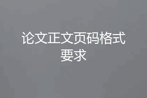 论文正文页码格式要求