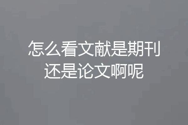 怎么看文献是期刊还是论文啊呢