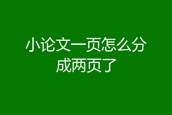小论文一页怎么分成两页了