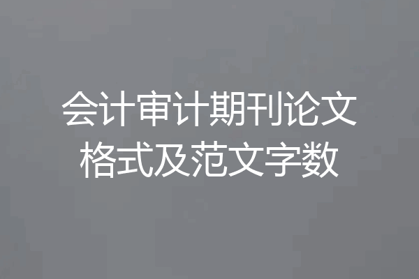 会计审计期刊论文格式及范文字数
