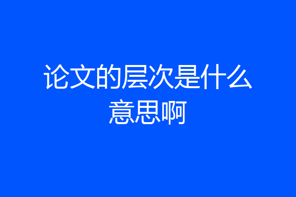 论文的层次是什么意思啊