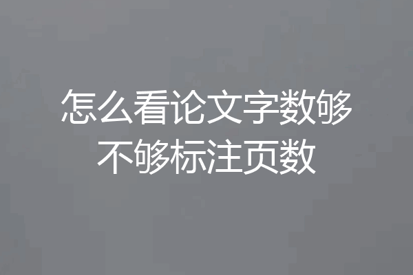 怎么看论文字数够不够标注页数