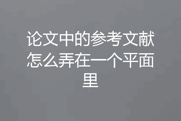 论文中的参考文献怎么弄在一个平面里