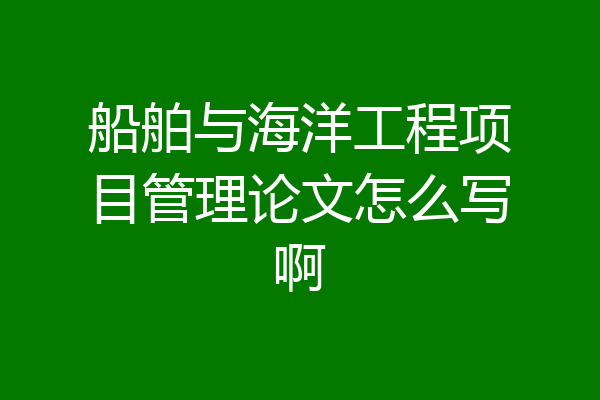 船舶与海洋工程项目管理论文怎么写啊