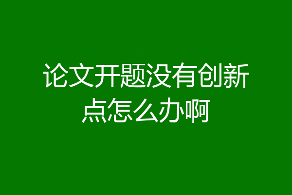 论文开题没有创新点怎么办啊