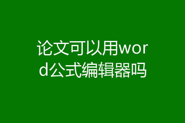 论文可以用word公式编辑器吗