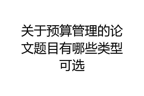 关于预算管理的论文题目有哪些类型可选