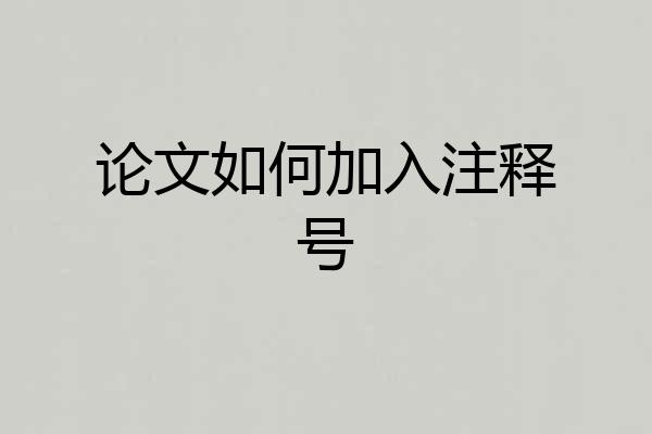 论文如何加入注释号