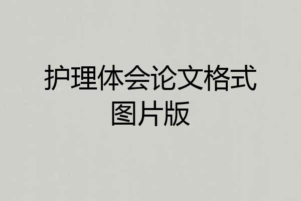 护理体会论文格式图片版