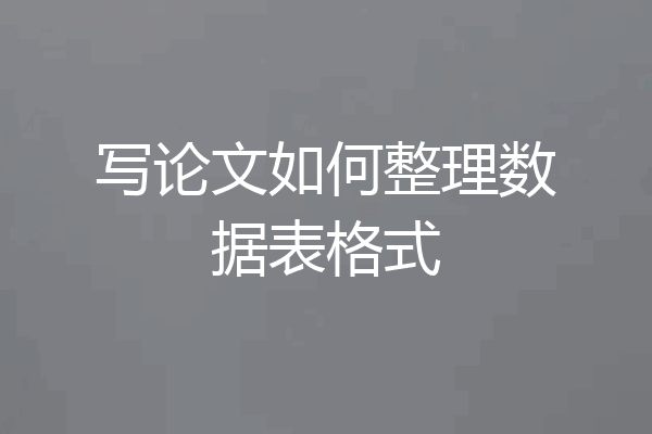 写论文如何整理数据表格式