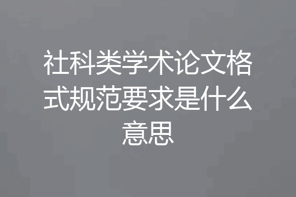 社科类学术论文格式规范要求是什么意思