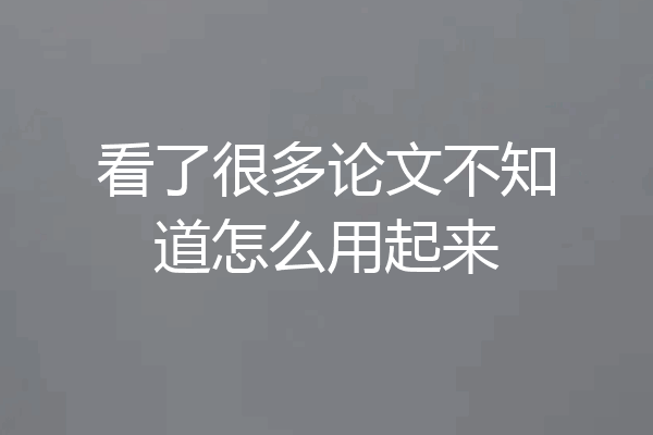 看了很多论文不知道怎么用起来