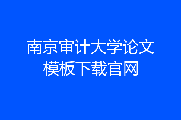 南京审计大学论文模板下载官网