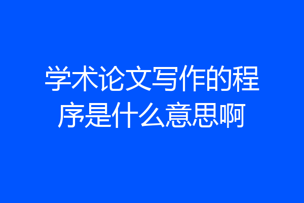 学术论文写作的程序是什么意思啊