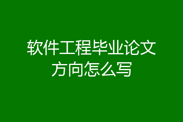 软件工程毕业论文方向怎么写
