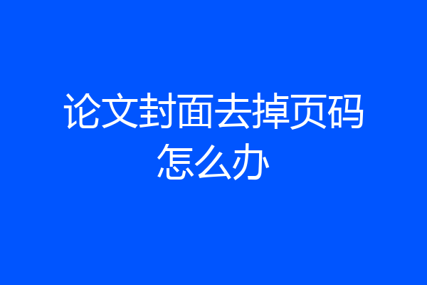 论文封面去掉页码怎么办