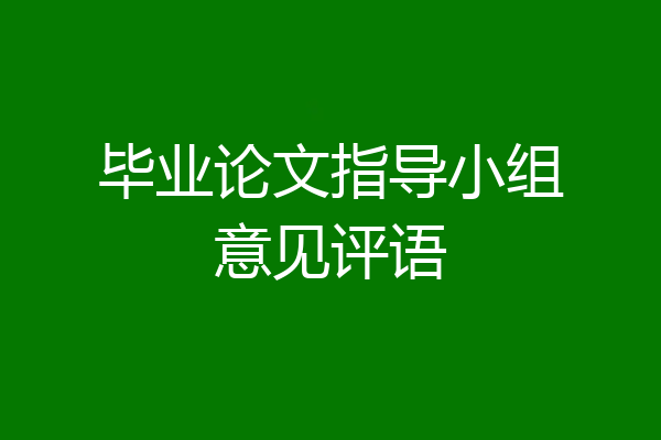 毕业论文指导小组意见评语