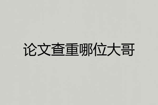 论文查重哪位大哥