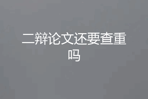 二辩论文还要查重吗