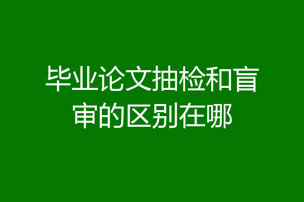 毕业论文抽检和盲审的区别在哪