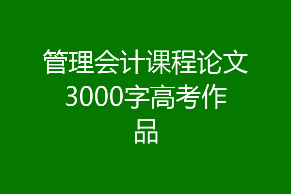 管理会计课程论文3000字高考作品